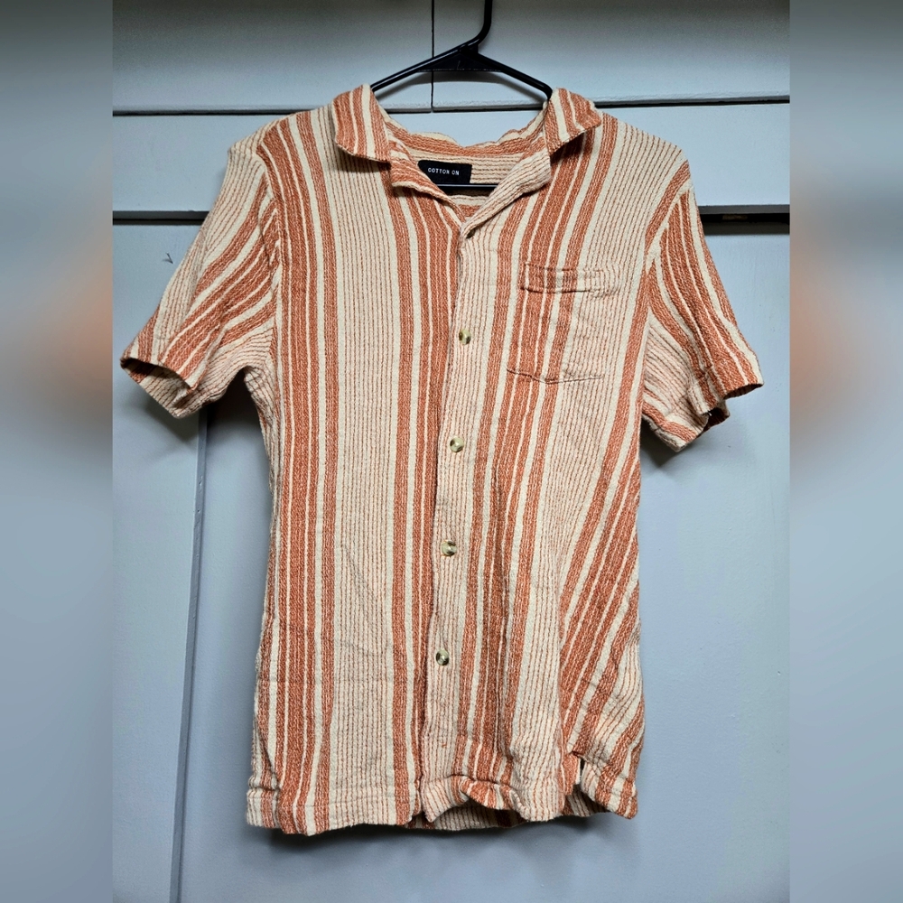 Cotton On Orange Textured Button Up